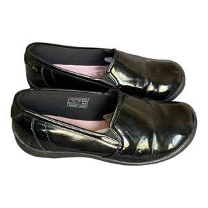 Landau Black Patent Shiny Clogs Size 7W GUC #0010